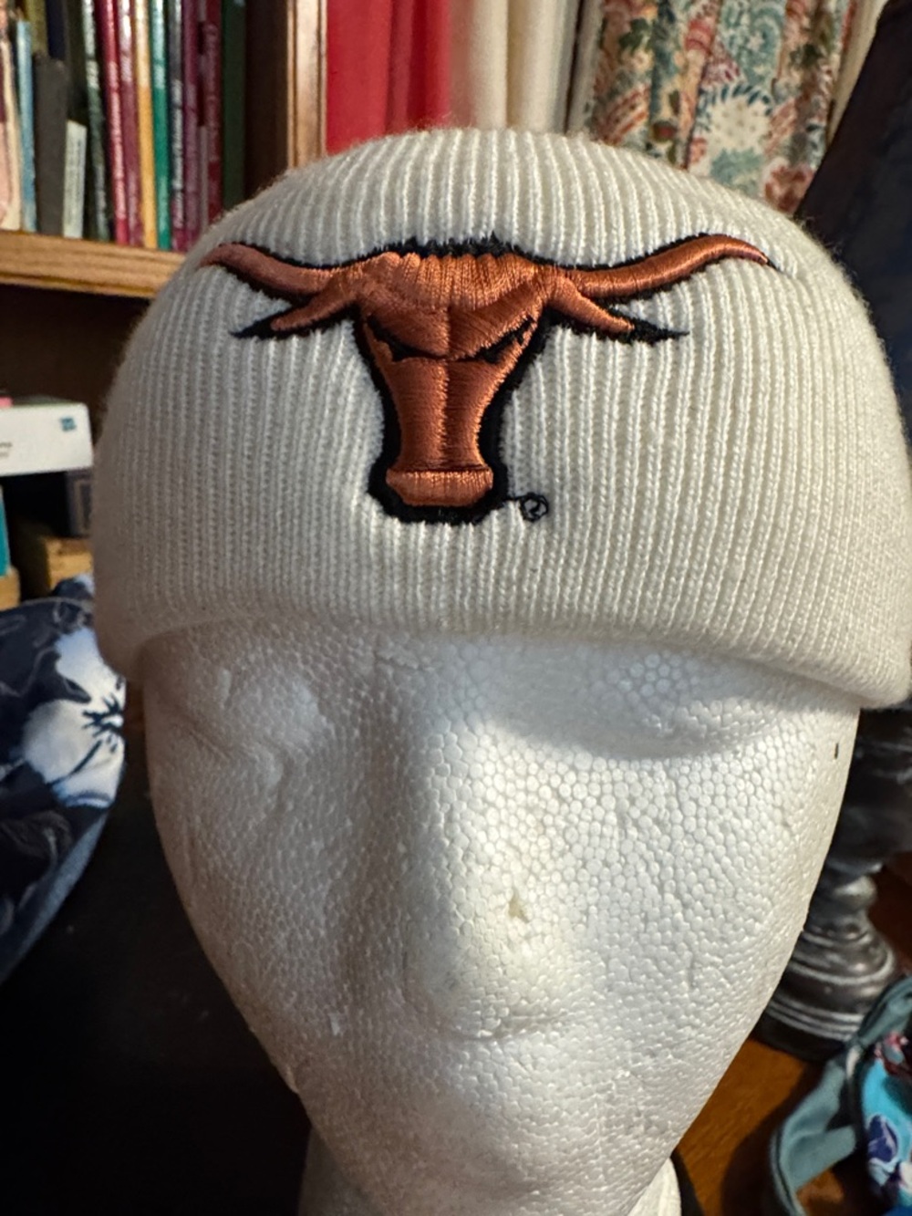 Texas Longhorn Cream Knit Headband with Orange Longhorn Logo